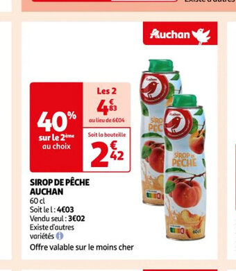 Auchan Supermarché SIROP DE PÊCHE AUCHAN offre