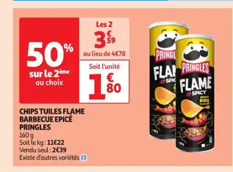 Auchan Supermarché CHIPS TUILES FLAME BARBECUE EPICÉ PRINGLES offre