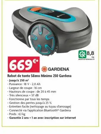 Point Vert Robot de tonte Sileno Minimo 250 Gardena offre
