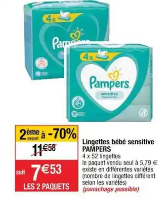 Cora x Carrefour Lingettes Bébé Sensitive Pampers offre