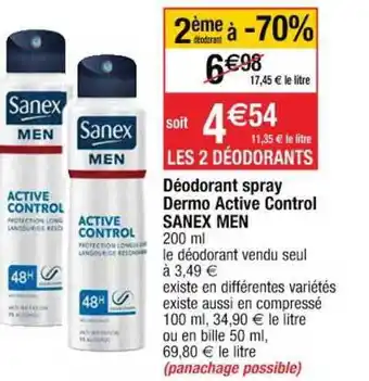 Cora x Carrefour Déodorant Spray Dermo Active Control Sanex Men offre