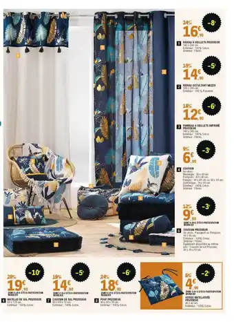 E.Leclerc Rideau à œillet Prusseor, Rideau Occultant Mezzo, Panneaux à œillet, Coussin, Matelas De Sol, Coussin De Sol, Pouf offre