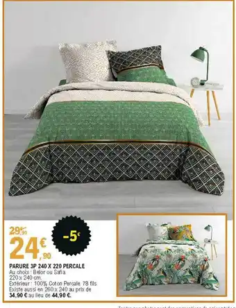 E.Leclerc Parure 3p 240 X 220 Percale offre