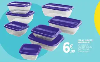 E.Leclerc LOT DE 10 BOITES HERMÉTIQUES En plastique. (3x0,25L-3x0,5L-2x0,75L-2X4L) offre