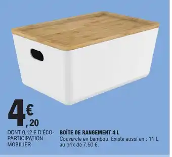 E.Leclerc BOÎTE DE RANGEMENT 4 L offre