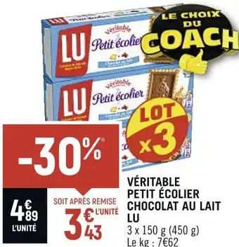 Petit Casino Lu véritable petit écolier chocolat au lait offre