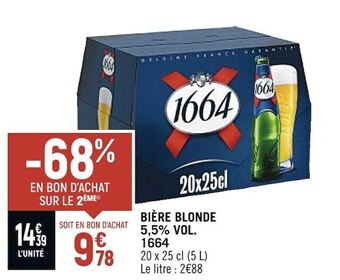 Petit Casino 1664 bière blonde 5,5% vol. offre