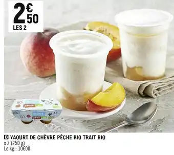 Spar Yaourt de chèvre pêche bio trait bio offre