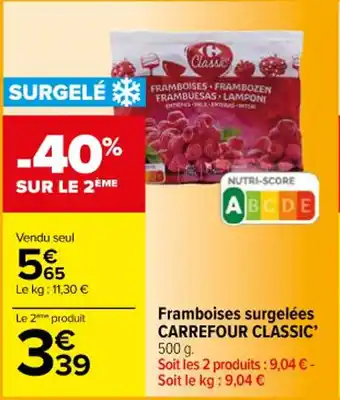 Carrefour Market Framboises surgelées CARREFOUR CLASSIC' 500 g. offre