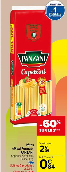 Carrefour Market Pâtes PANZANI offre