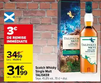 Carrefour Market Scotch Whisky Single Malt TALISKER Skye, 45,8% vol., 70 cl + étui. offre