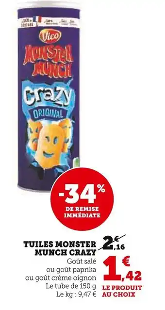 Super U TUILES MONSTER MUNCH CRAZY offre