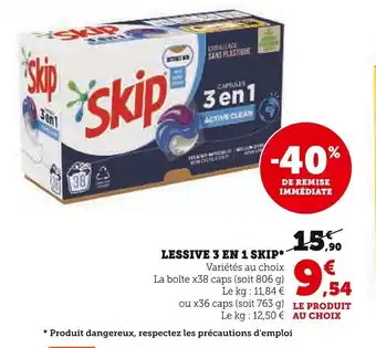 Super U LESSIVE 3 EN 1 SKIP* offre