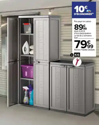 Carrefour Market Lot de 2 armoires JOLLY offre