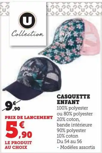 Super U Casquette enfant offre