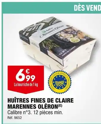 ALDI Huîtres fines de claire marennes oléron offre