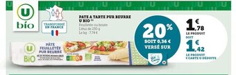 Super U U bio pate a tarte pur beurre offre