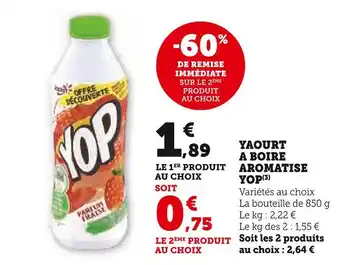 Super U Yop yaourt a boire aromatise offre