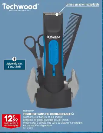 ALDI Techwood tondeuse sans fil rechargeable offre