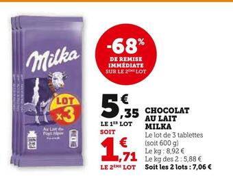 U Express Milka chocolat au lait offre