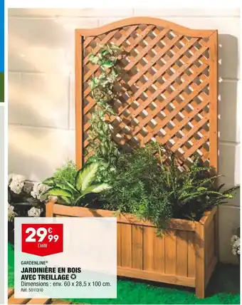 ALDI Gardenline jardinière en bois avec treillage offre