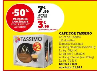 Super U Tassimo cafe l'or offre
