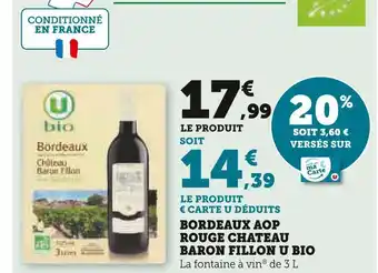 U Express Bordeaux aop rouge chateau baron fillon offre