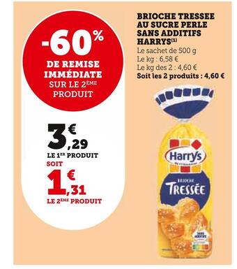 Super U Harrys brioche tressee au sucre perle sans additifs offre