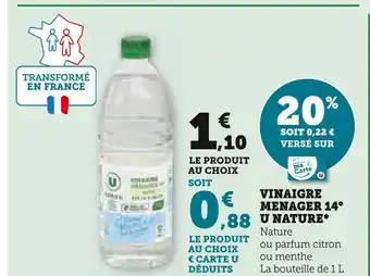 Super U U nature vinaigre menager 14°* offre
