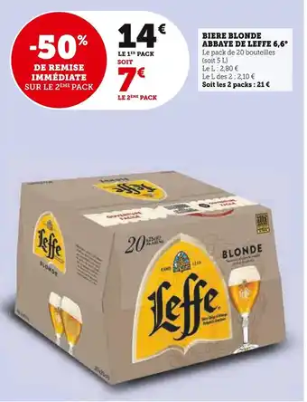 Super U Leffe biere blonde abbaye de leffe 6,6° offre