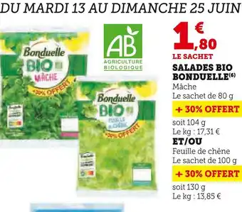 Super U Bonduelle salades bio offre