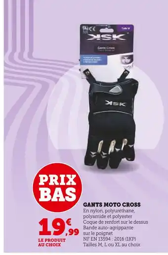 Hyper U Ksk gants moto cross offre