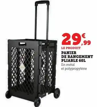Super U Panier de rangement pliable 60l offre