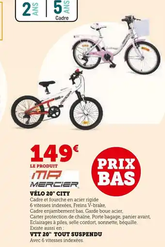 Super U Mercier vélo 20 city offre