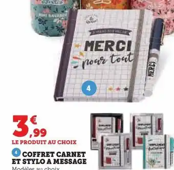 Coffret carnet et stylo a message