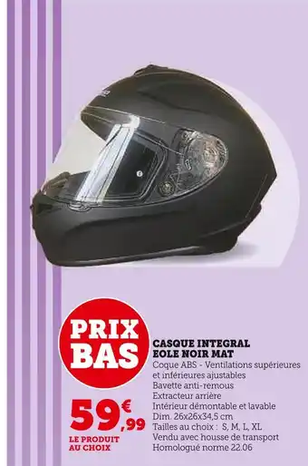 Hyper U Casque integral eole noir mat offre