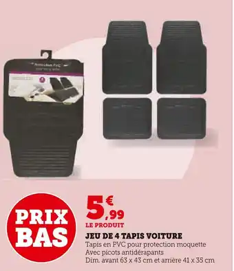 Super U Jeu de 4 tapis voiture offre