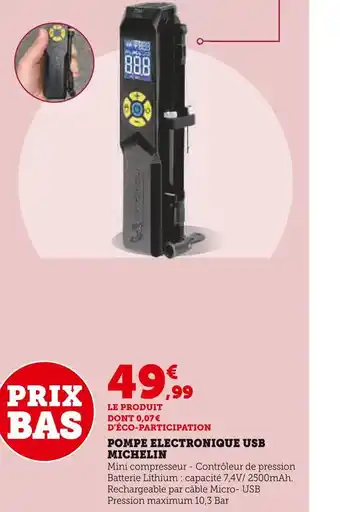 Hyper U Michelin pompe electronique usb offre