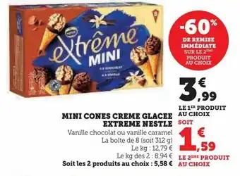 Super U Mini cones creme glacee extreme nestle offre