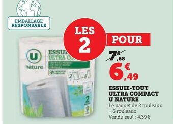 Super U Essuie-tout ultra compact u nature offre