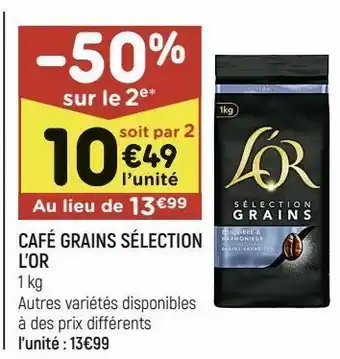 Leader Price Café grains sélection l'or offre