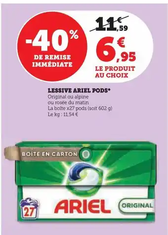 Hyper U Lessive ariel pods offre