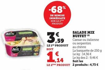 Hyper U Salade mix buffet offre
