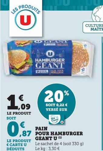 Hyper U Pain pour hamburger geant u offre