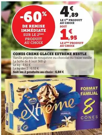 Hyper U Cones creme glacee extreme nestle offre