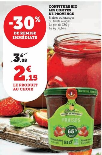 Hyper U Confiture bio  les comtes  de provence offre