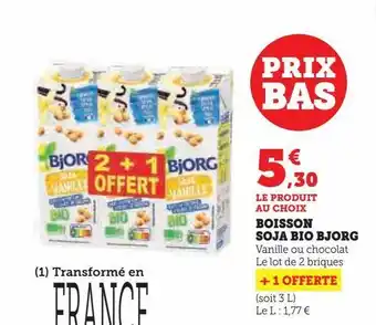 Hyper U Boisson soja bio bjorg offre