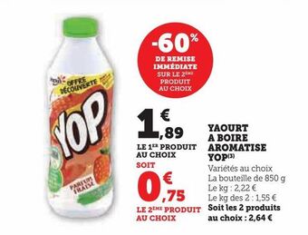 U Express Yaourt a boire aromatise yop offre