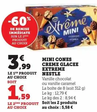 U Express Mini cones creme glacee extreme nestle offre