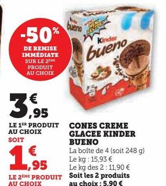 U Express Cones creme glacee kinder bueno offre